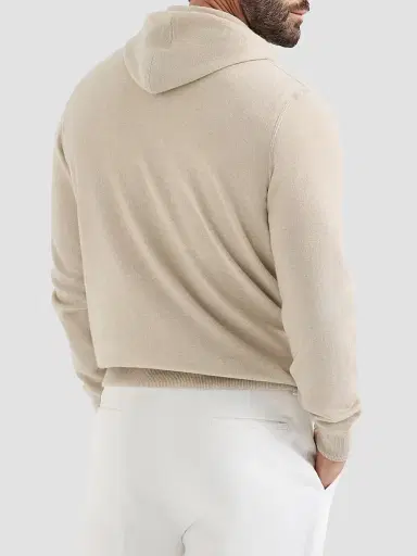Brunello Cucinelli Men's Cashmere Sweatshirt-Style Cardigan with Hood | Thumbnail 3