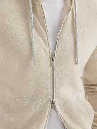 Brunello Cucinelli Men's Cashmere Sweatshirt-Style Cardigan with Hood | Thumbnail 5