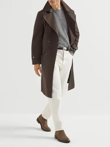 Brunello Cucinelli Men's Cashmere English Rib Sweater with Raglan Sleeves - Dark Grey | Thumbnail 6