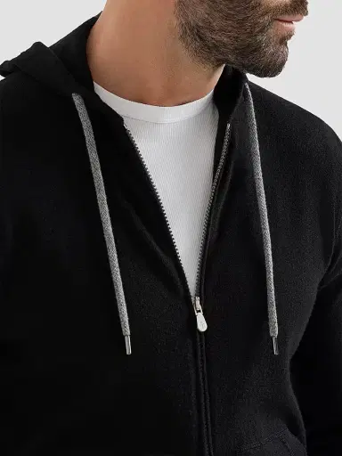Brunello Cucinelli Men's Cashmere Sweatshirt-Style Cardigan with Hood | Thumbnail 4