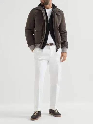 Brunello Cucinelli Men's Cashmere Sweatshirt-Style Cardigan with Hood | Thumbnail 6