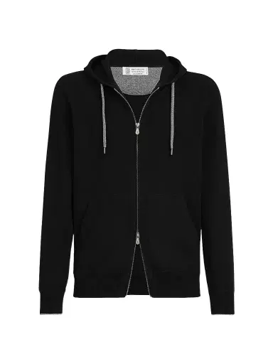 Brunello Cucinelli Men's Cashmere Sweatshirt-Style Cardigan with Hood | Thumbnail 1
