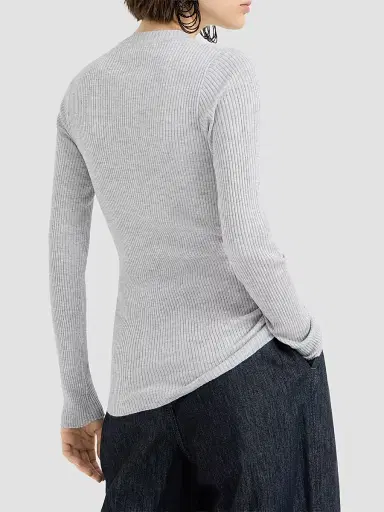 Brunello Cucinelli Women's Sparkling Cashmere and Silk Rib Knit Lightweight Sweater | Thumbnail 3