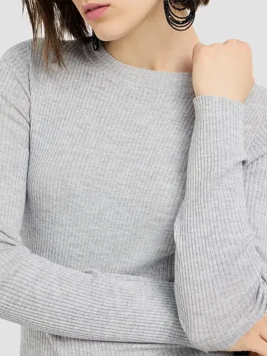 Brunello Cucinelli Women's Sparkling Cashmere and Silk Rib Knit Lightweight Sweater | Thumbnail 5