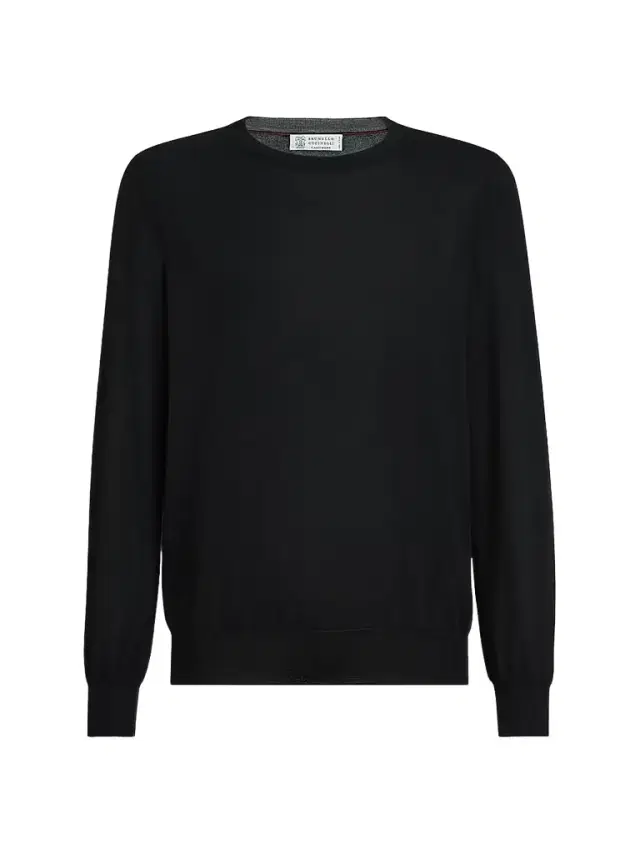 Brunello Cucinelli Men's Cashmere and Silk Lightweight Sweater - Black