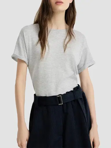 Brunello Cucinelli Women's Sparkling Cashmere and Silk Lightweight Knit T-Shirt | Thumbnail 4