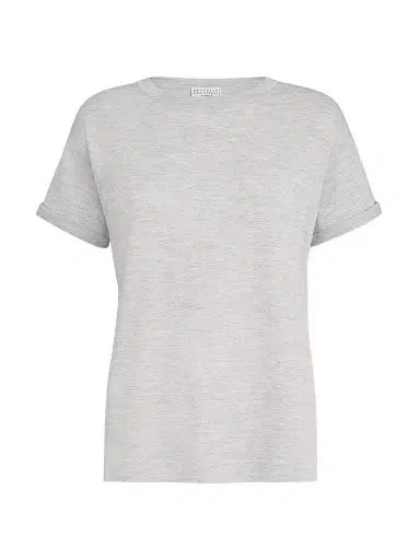 Brunello Cucinelli Women's Sparkling Cashmere and Silk Lightweight Knit T-Shirt | Thumbnail 1