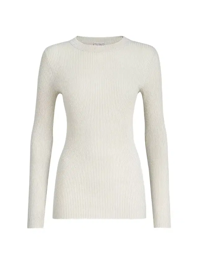 Brunello Cucinelli Women's Sparkling Cashmere and Silk Rib Knit Lightweight Sweater - Milk