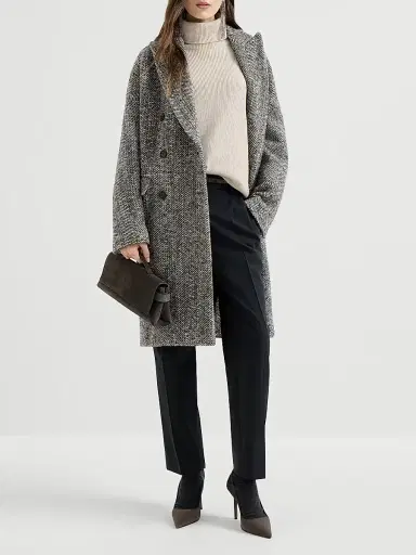 Brunello Cucinelli Women's Cashmere English Rib Turtleneck Sweater with Monili | Thumbnail 6