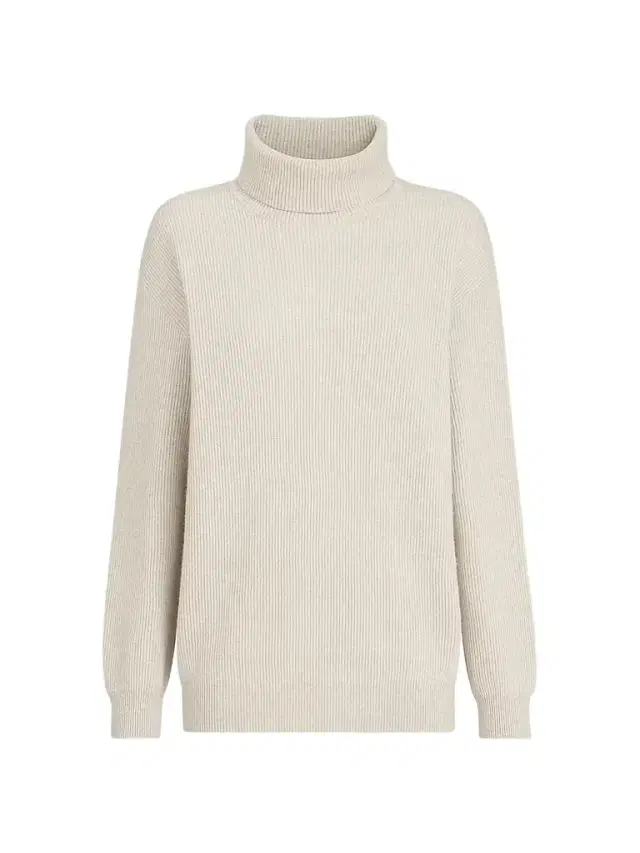 Brunello Cucinelli Women's Cashmere English Rib Turtleneck Sweater with Monili - Oyster