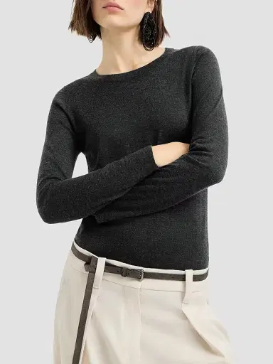 Brunello Cucinelli Women's Cashmere and Silk Lightweight Sweater | Thumbnail 2