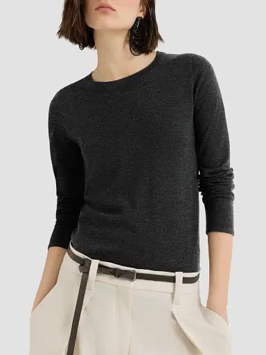 Brunello Cucinelli Women's Cashmere and Silk Lightweight Sweater | Thumbnail 4