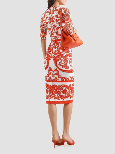 Dolce & Gabbana Women's Majolica Silk-Blend Midi Dress - Variante Abbinata | Thumbnail 3 Dolce & Gabbana Women's Majolica Silk-Blend Midi Dress - Variante Abbinata | Thumbnail 3