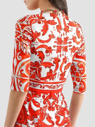 Dolce & Gabbana Women's Majolica Silk-Blend Midi Dress - Variante Abbinata | Thumbnail 5 Dolce & Gabbana Women's Majolica Silk-Blend Midi Dress - Variante Abbinata | Thumbnail 5