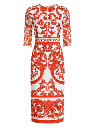 Dolce & Gabbana Women's Majolica Silk-Blend Midi Dress - Variante Abbinata | Thumbnail 1 Dolce & Gabbana Women's Majolica Silk-Blend Midi Dress - Variante Abbinata | Thumbnail 1