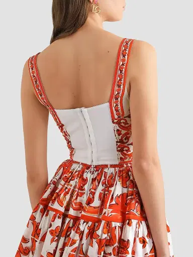 Dolce & Gabbana Women's Maiolica Silk-Blend Corset Top - Variante Abbinata - Size 10 | Thumbnail 6 Dolce & Gabbana Women's Maiolica Silk-Blend Corset Top - Variante Abbinata - Size 10 | Thumbnail 6