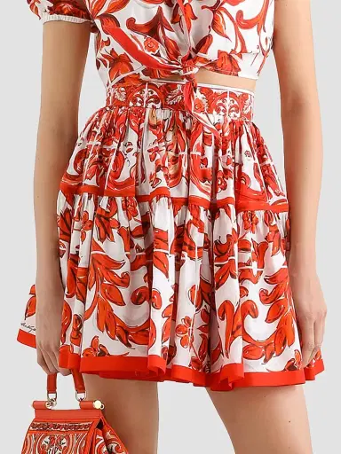 Dolce & Gabbana Women's Maiolica Cotton Mini Skirt - Variante Abbinata - Size 10 | Thumbnail 3