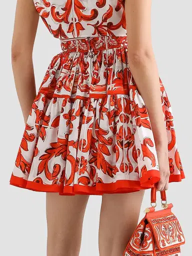 Dolce & Gabbana Women's Maiolica Cotton Mini Skirt - Variante Abbinata - Size 10 | Thumbnail 4