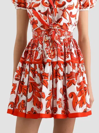 Dolce & Gabbana Women's Maiolica Cotton Mini Skirt - Variante Abbinata - Size 10 | Thumbnail 5
