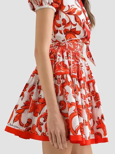 Dolce & Gabbana Women's Maiolica Cotton Mini Skirt - Variante Abbinata - Size 10 | Thumbnail 6