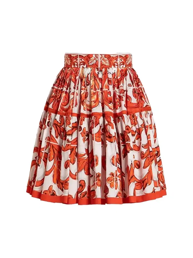 Women's Maiolica Cotton Mini Skirt - Variante Abbinata