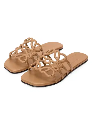 Loewe Women's x Paula's Ibiza Petal Anagram Leather Slides - Camel - Size 11 Sandals | Thumbnail 2