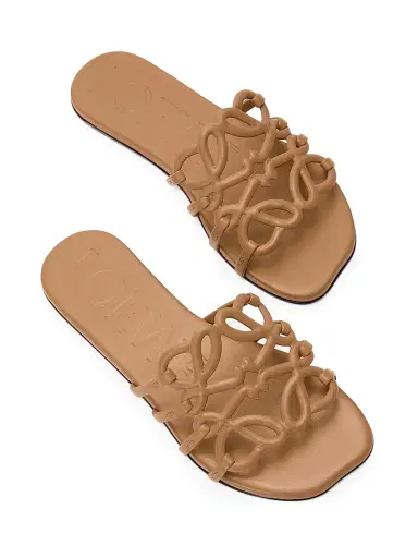 Loewe Women's x Paula's Ibiza Petal Anagram Leather Slides - Camel - Size 11 Sandals | Thumbnail 3