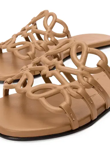 Loewe Women's x Paula's Ibiza Petal Anagram Leather Slides - Camel - Size 11 Sandals | Thumbnail 4