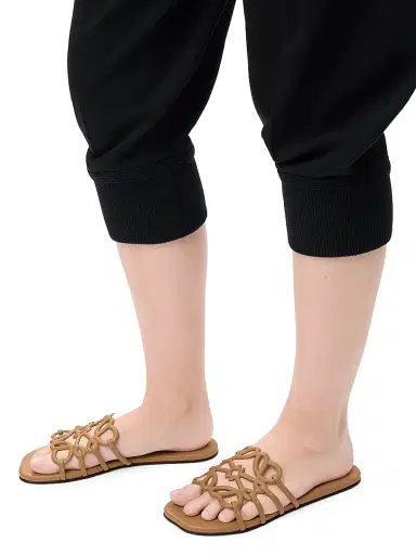 Loewe Women's x Paula's Ibiza Petal Anagram Leather Slides - Camel - Size 11 Sandals | Thumbnail 5