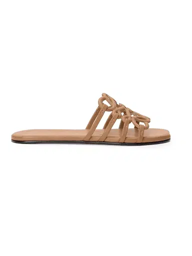 Loewe Women's x Paula's Ibiza Petal Anagram Leather Slides - Camel - Size 11 Sandals | Thumbnail 1