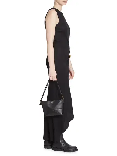 Loewe Women's Puzzle Fold Leather Shoulder Bag - Black | Thumbnail 2 Loewe Women's Puzzle Fold Leather Shoulder Bag - Black | Thumbnail 2