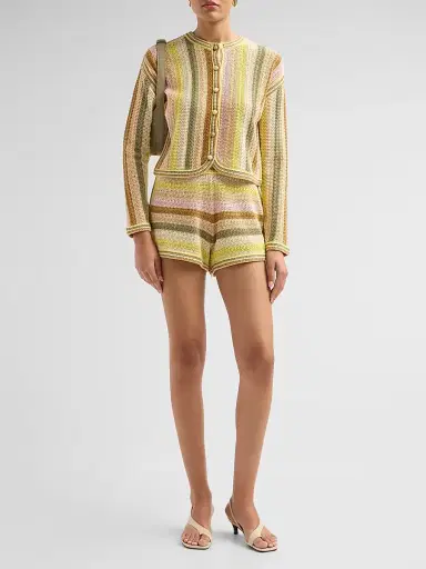 Zimmermann Women's Indra Striped Crochet Cotton Cardigan - Size 8 | Thumbnail 2