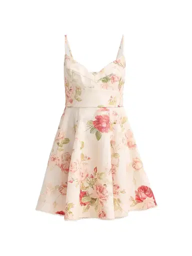 Zimmermann Women's Roselight Picnic Floral Mini Dress - Cream Rose Floral - Size 8 | Thumbnail 1 Zimmermann Women's Roselight Picnic Floral Mini Dress - Cream Rose Floral - Size 8 | Thumbnail 1