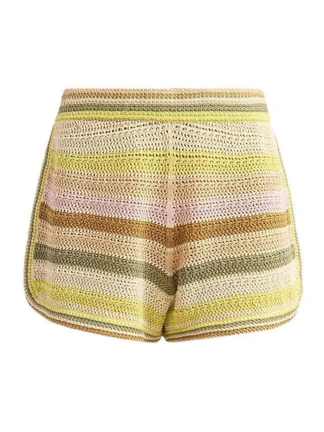 Zimmermann Women's Indra Stripe Crochet Cotton Shorts