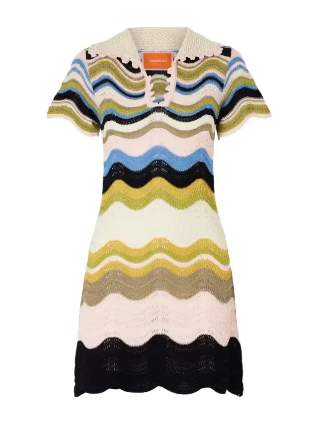 La DoubleJ Scalloped crocheted cotton mini dress