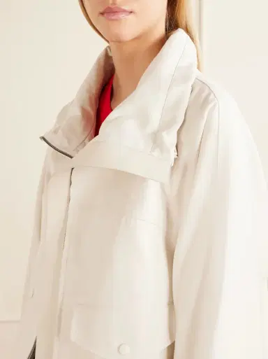 Loewe Leather-trimmed Anagram-embroidered cropped cotton and silk-blend gabardine jacket | Thumbnail 5
