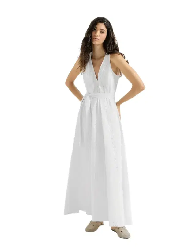 Brunello Cucinelli Techno cotton poplin broderie anglaise dress
