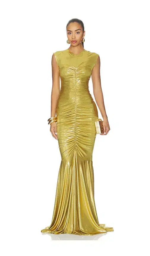 Sleeveless V Neck Fishtail Gown