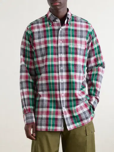 Drake's Button-Down Collar Checked Cotton Shirt - Men | Thumbnail 3