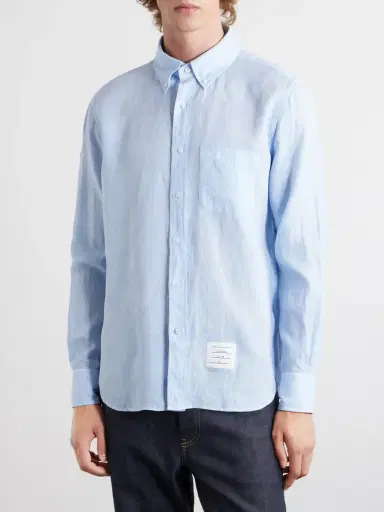 Thom Browne Garment-Dyed Linen Shirt - Men | Thumbnail 3
