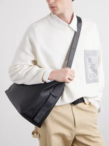 Loewe Loop Logo-Debossed Leather Messenger Bag - Men | Thumbnail 2