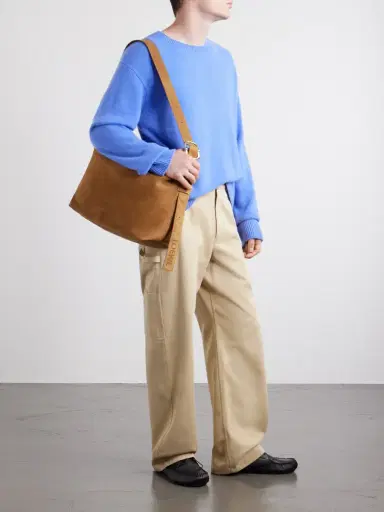 Loewe Loop Logo-Debossed Suede Messenger Bag - Men | Thumbnail 2