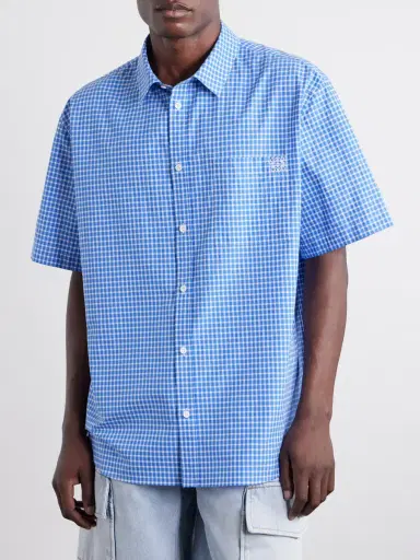 Loewe Paula's Ibiza Logo-Embroidered Checked Cotton-Poplin Shirt - Men | Thumbnail 3