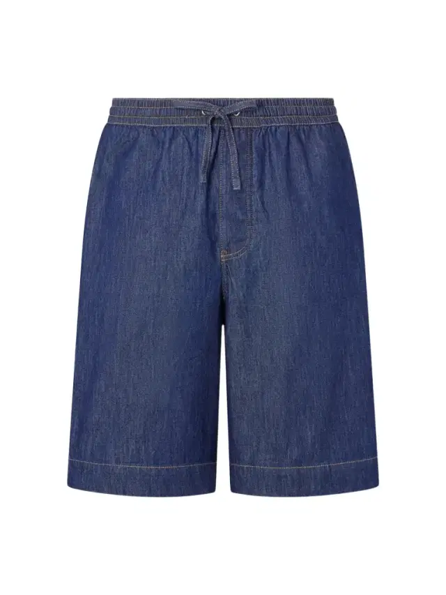 Loewe Wide-Leg Anagram-Detailed Cotton-Chambray Drawstring Shorts - Men
