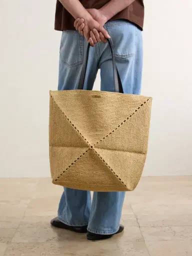Loewe Paula’s Ibiza Puzzle Fold Large Leather-Trimmed Raffia Tote Bag - Men | Thumbnail 3 Loewe Paula’s Ibiza Puzzle Fold Large Leather-Trimmed Raffia Tote Bag - Men | Thumbnail 3