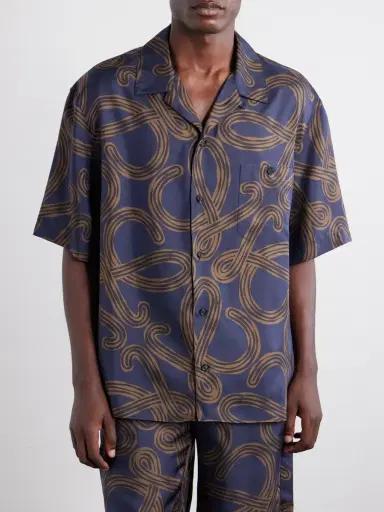 Loewe Paula's Ibiza Convertible-Collar Printed Silk-Satin Shirt - Men | Thumbnail 3