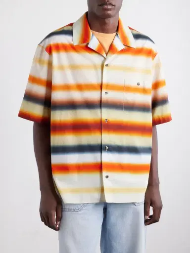 Loewe Paula's Ibiza Convertible-Collar Logo-Embroidered Striped Cotton-Poplin Shirt - Men | Thumbnail 3 Loewe Paula's Ibiza Convertible-Collar Logo-Embroidered Striped Cotton-Poplin Shirt - Men | Thumbnail 3