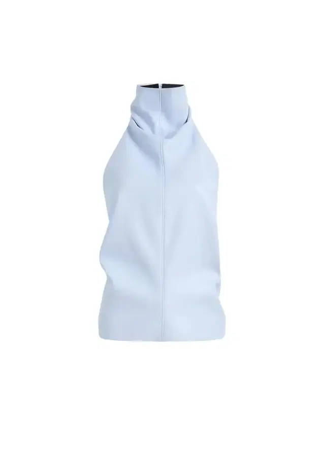 Khaite Rone Top In Sky Blue Leather