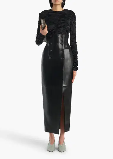 Khaite Luiza Skirt In Black Leather | Thumbnail 2 Khaite Luiza Skirt In Black Leather | Thumbnail 2