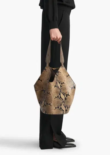 Khaite Small Lotus Tote In Python-Embossed Taupe And Morning Dove | Thumbnail 5 Khaite Small Lotus Tote In Python-Embossed Taupe And Morning Dove | Thumbnail 5